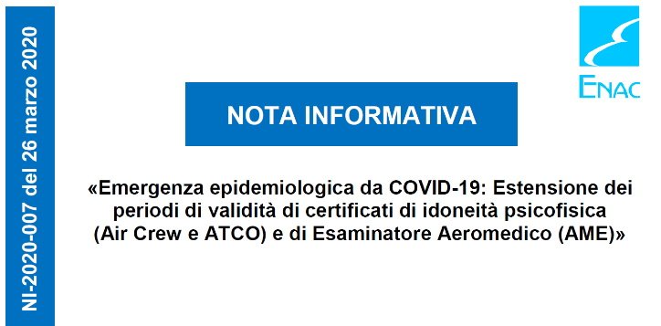 Nota infromativa EASA Covid-19